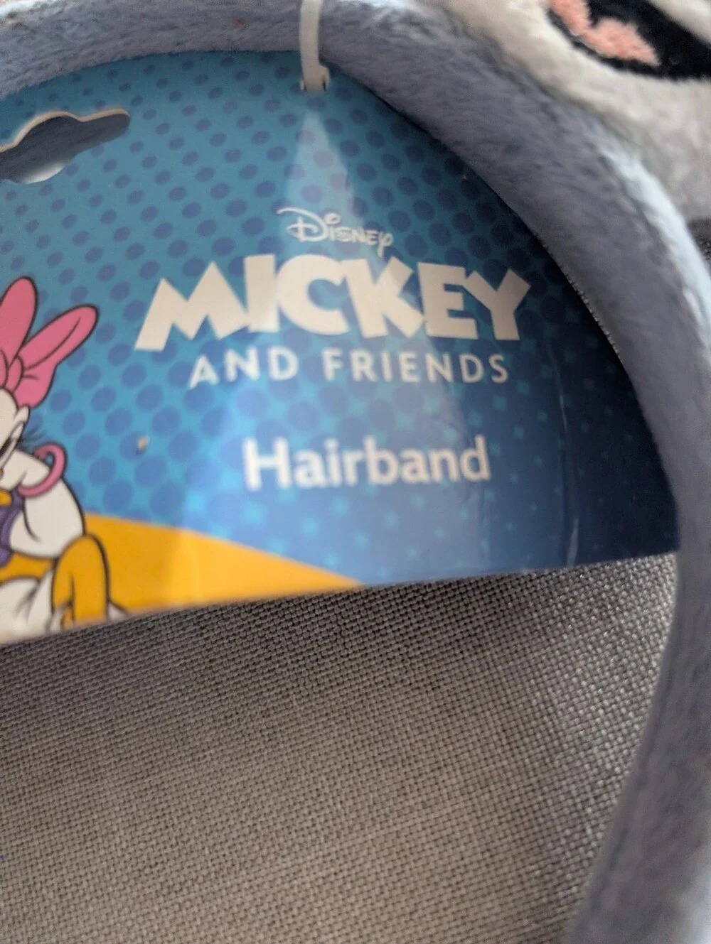 Disney Gray Plush Mickey & Minnie Ear Headband with Pink Bow Accent